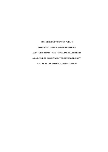 Thumbnail Home Product Center Quarterly Report 2006-q2