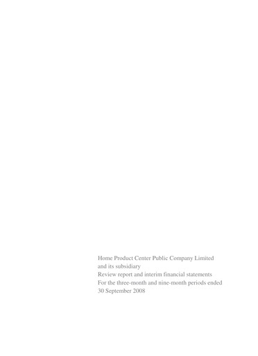 Thumbnail Home Product Center Quarterly Report 2008-q3