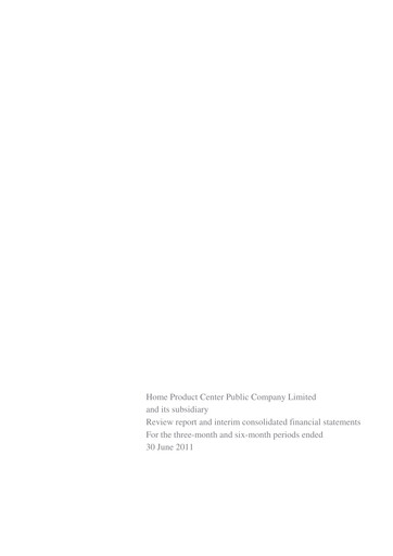 Thumbnail Home Product Center Quarterly Report 2011-q2