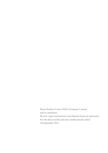 Thumbnail Home Product Center Quarterly Report 2011-q3
