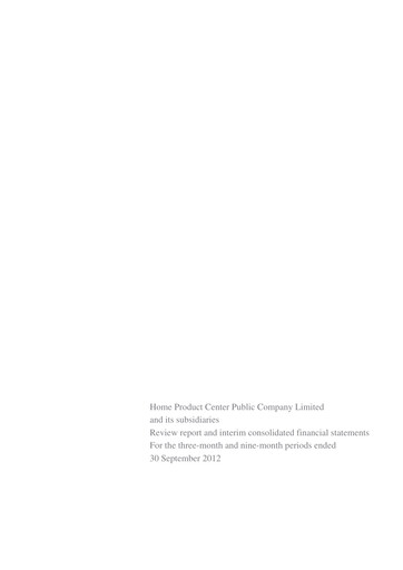 Thumbnail Home Product Center Quarterly Report 2012-q3