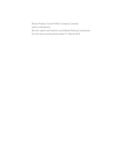 Thumbnail Home Product Center Quarterly Report 2018-q1