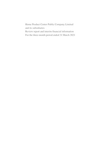 Thumbnail Home Product Center Quarterly Report 2021-q1