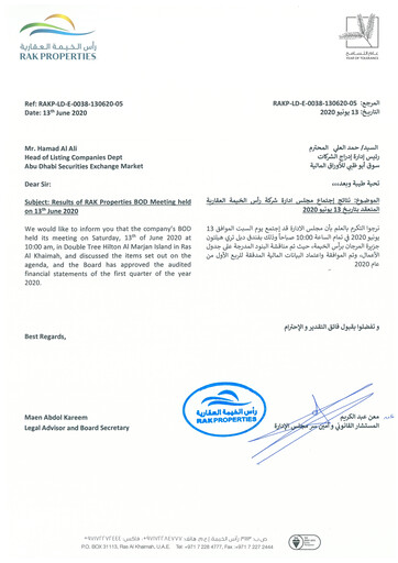 Thumbnail RAK Properties Financial Statement 2020-q1