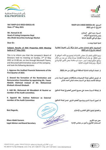 Thumbnail RAK Properties Financial Statement 2021-q1