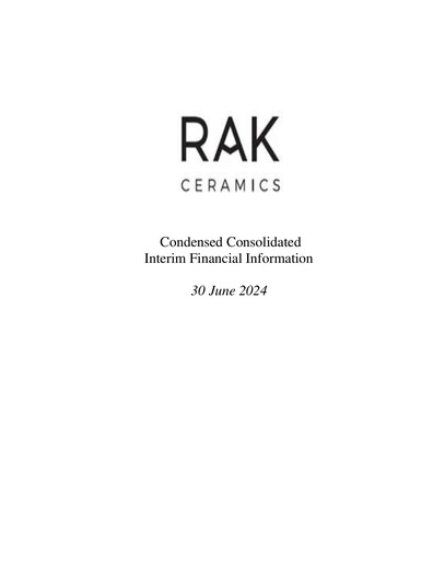 Miniature RAK Ceramics Rapport semestriel 2024-h1