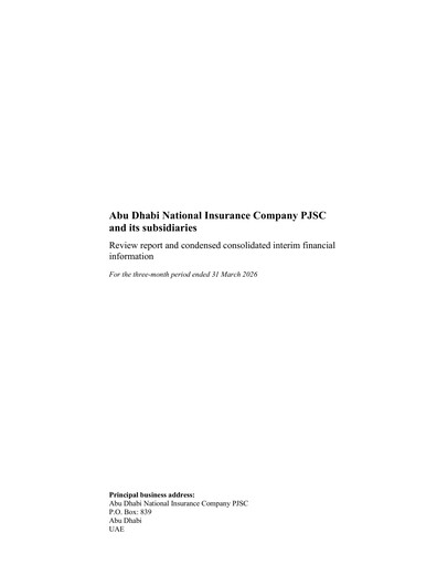 Thumbnail Abu Dhabi National Insurance Company Quarterly Report 2026-q1