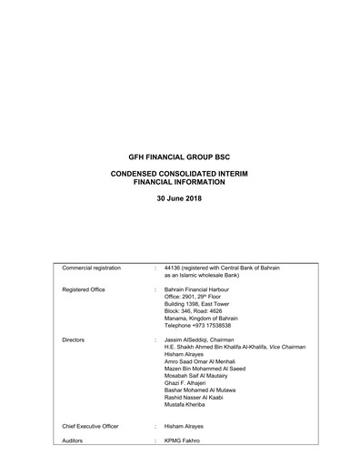 Thumbnail GFH Financial Group Financial Report 2018-h1