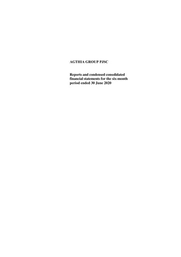 Miniature Agthia Group
 Rapport semestriel 2020-h1