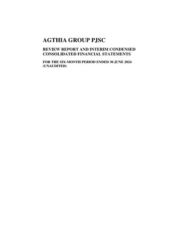 Miniature Agthia Group
 Rapport semestriel 2024-h1