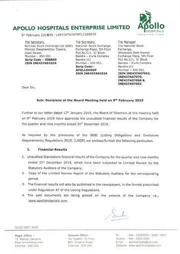 Thumbnail Apollo Hospitals
 Quarterly Report 2018-q3