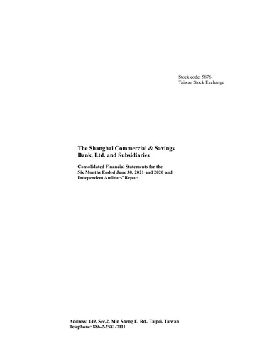 Thumbnail Shanghai Commercial and Savings Bank Half-year Report 2021-h1