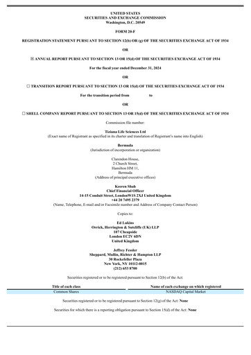 Thumbnail Tiziana Life Sciences Annual Report 2024