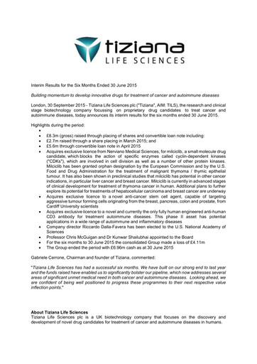 Vorschaubild Tiziana Life Sciences Finanzmitteilung 2015-h1
