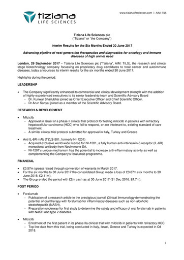 Vorschaubild Tiziana Life Sciences Finanzmitteilung 2017-h1