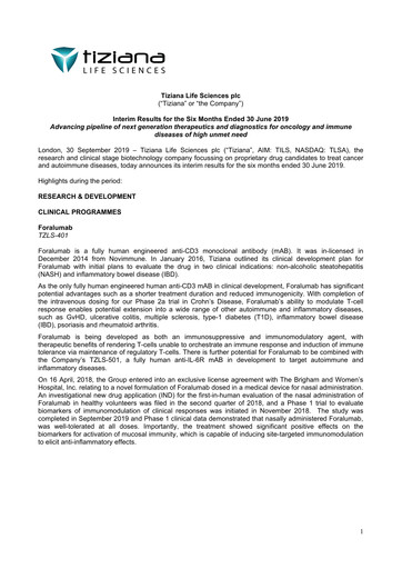 Vorschaubild Tiziana Life Sciences Finanzmitteilung 2019-h1