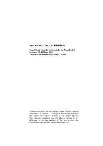 Thumbnail Advantech Financial Statement 2003