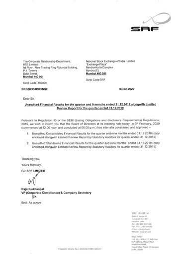 Thumbnail SRF Limited Quarterly Report 2019-q3
