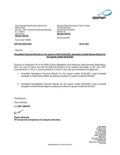 Thumbnail SRF Limited Quarterly Report 2021-q1