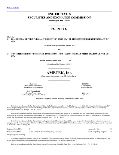 Thumbnail Ametek Quarterly Report 2017-q2