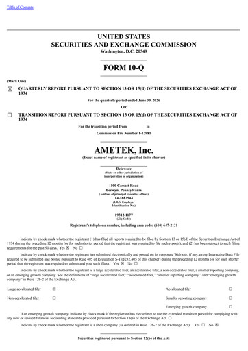Thumbnail Ametek Quarterly Report 2026-q2