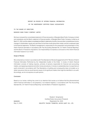 Thumbnail Bangkok Bank
 Quarterly Report 2022-q1