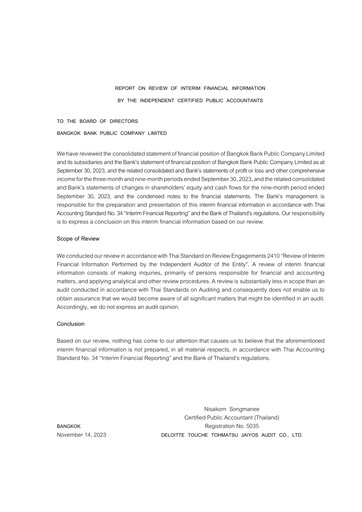 Thumbnail Bangkok Bank
 Quarterly Report 2023-q3