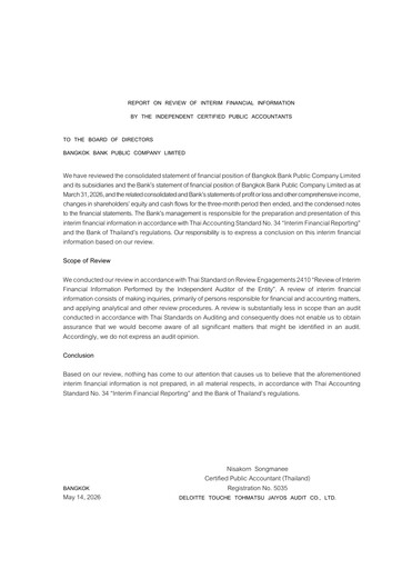 Thumbnail Bangkok Bank
 Quarterly Report 2026-q1