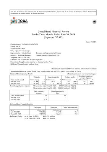 Thumbnail TODA corp Quarterly Report 2025-q1