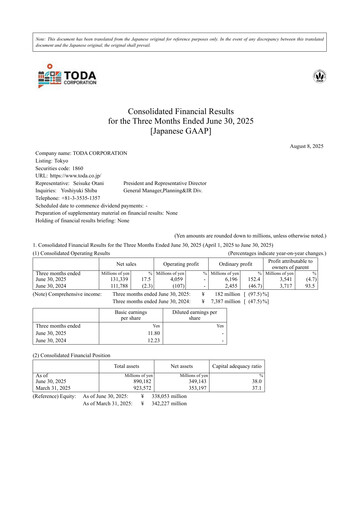 Thumbnail TODA corp Quarterly Report 2026-q1