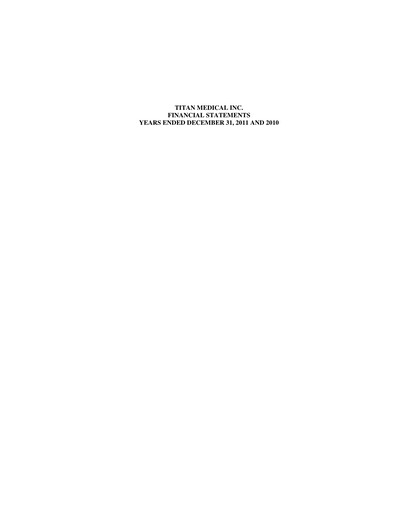 Thumbnail Titan Medical Financial Statement 2011