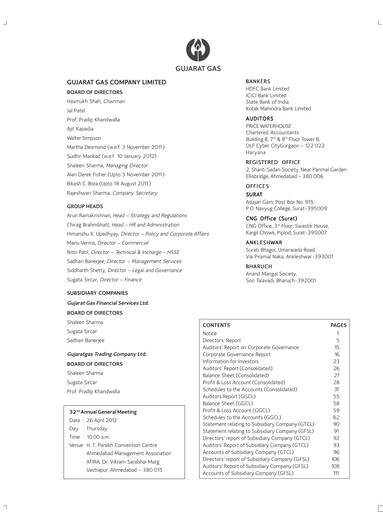 Vorschaubild Gujarat Gas
 Jahresbericht 2011-2012