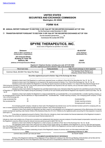 Thumbnail Spyre Therapeutics Annual Report 2023