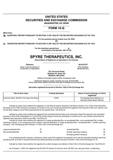 Thumbnail Spyre Therapeutics Quarterly Report 2024-q2