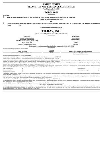 Thumbnail Tilray Brands
 Annual Report 2021