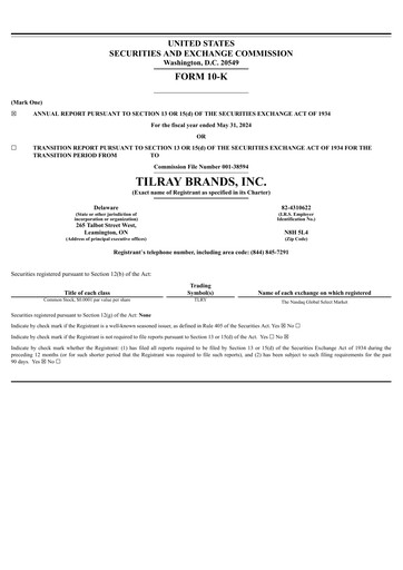 Thumbnail Tilray Brands
 Annual Report 2024