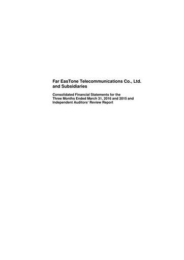 Thumbnail Far EasTone
 Quarterly Report 2016-q1