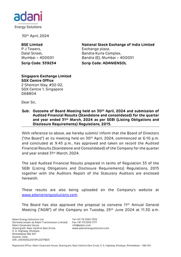 Thumbnail Adani Energy Solutions Quarterly Report 2023-q4