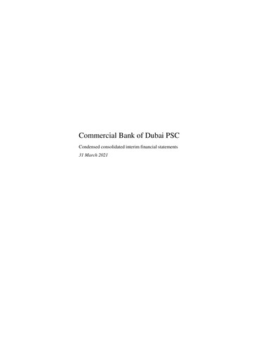 Vorschaubild Commercial Bank of Dubai Quartalsbericht 2021-q1