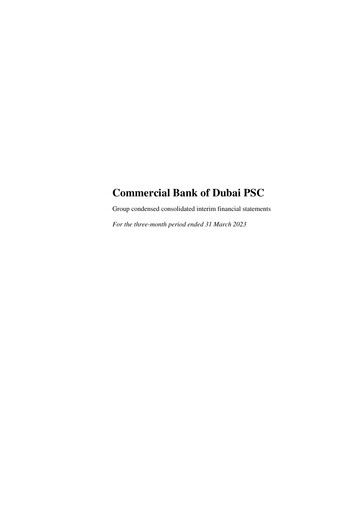 Vorschaubild Commercial Bank of Dubai Quartalsbericht 2023-q1