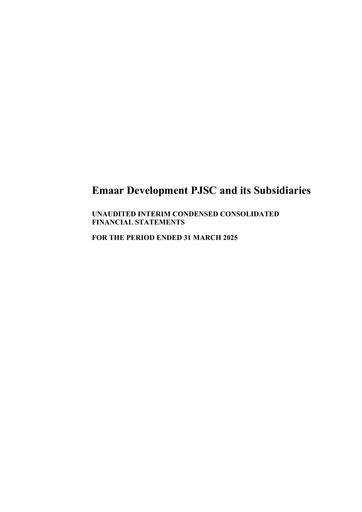 Thumbnail Emaar Development Quarterly Report 2025-q1