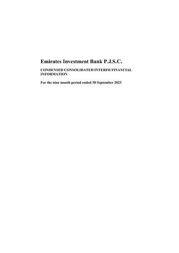 Thumbnail Emirates Investment Bank Quarterly Report 2023-q3