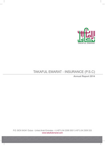 Miniature Takaful Emarat - Insurance Rapport annuel 2014