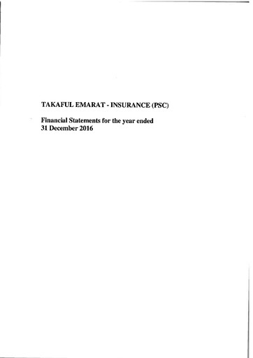 Miniature Takaful Emarat - Insurance Bilan financier 2016