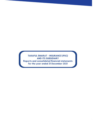 Miniature Takaful Emarat - Insurance Bilan financier 2021