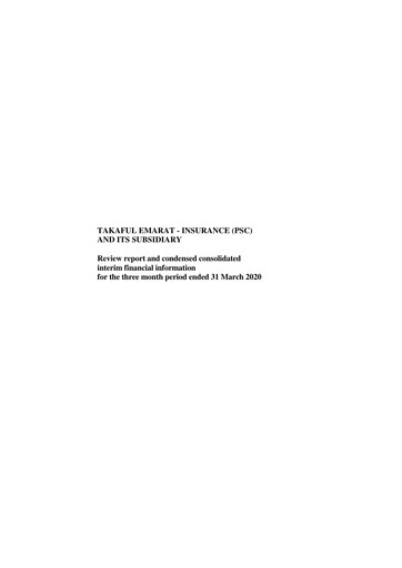 Thumbnail Takaful Emarat - Insurance Quarterly Report 2020-q1