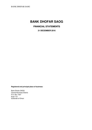 Thumbnail Bank Dhofar Financial Statement 2016