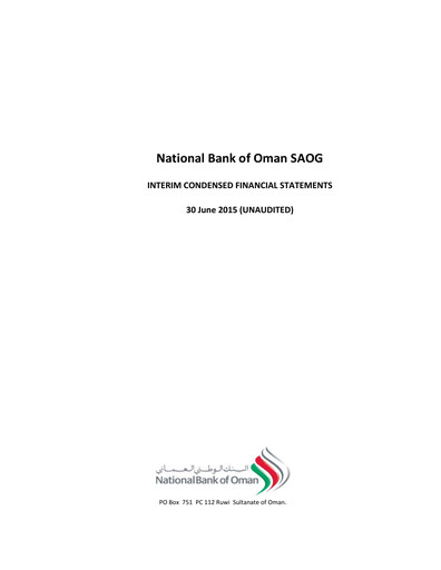 Thumbnail National Bank of Oman Financial Statement 2015-h1