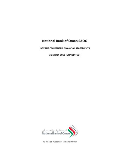 Thumbnail National Bank of Oman Quarterly Report 2013-q1