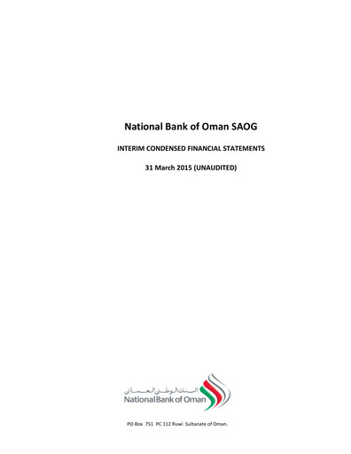 Thumbnail National Bank of Oman Quarterly Report 2015-q1